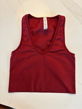 Athleta Ribbed V-Neck Cropped Tank - Burgundy